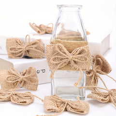 5pcs Sackcloth Bow Double Rope Cloth DIY Craft Decoration