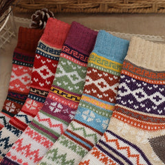5 Pairs Wool Blend Vintage Mid-Calf Winter Socks