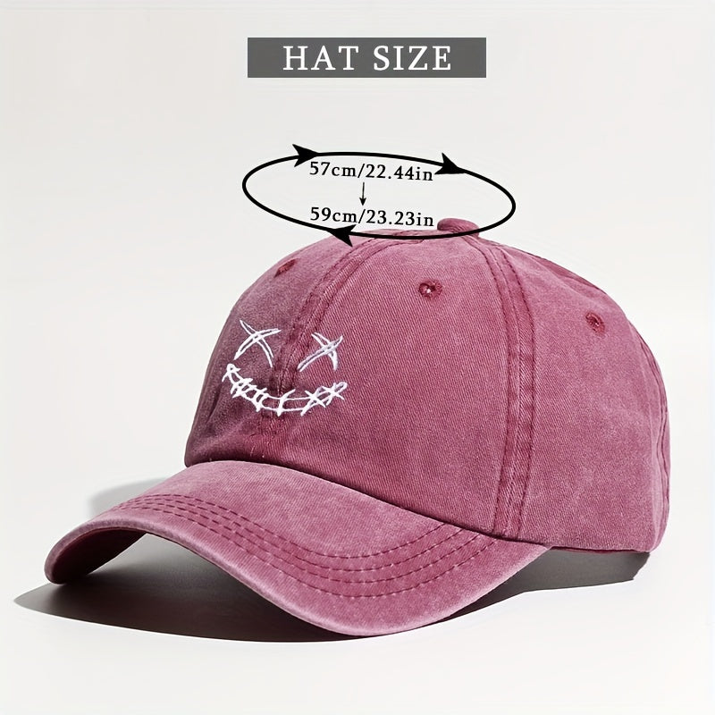 Ghost Face Ponytail Baseball Cap Embroidery Washed Distressed Dad Hats