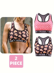 2pcs Letter Print Sports Bras for Women