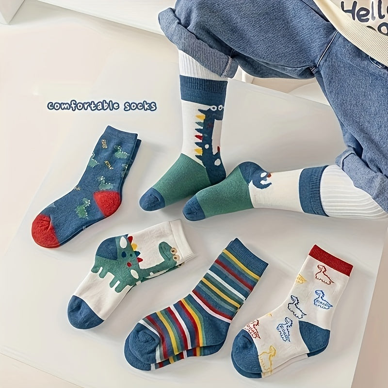 5 Pairs Kids' Thick Warm Sports Socks for Autumn & Winter