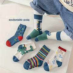5 Pairs Kids' Thick Warm Sports Socks for Autumn & Winter