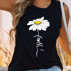 Daisy Print Tank Top for Summer Women's Clothing