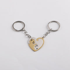 Cat Matching Keychain For Couples Friends Heart Keychains For Women Men