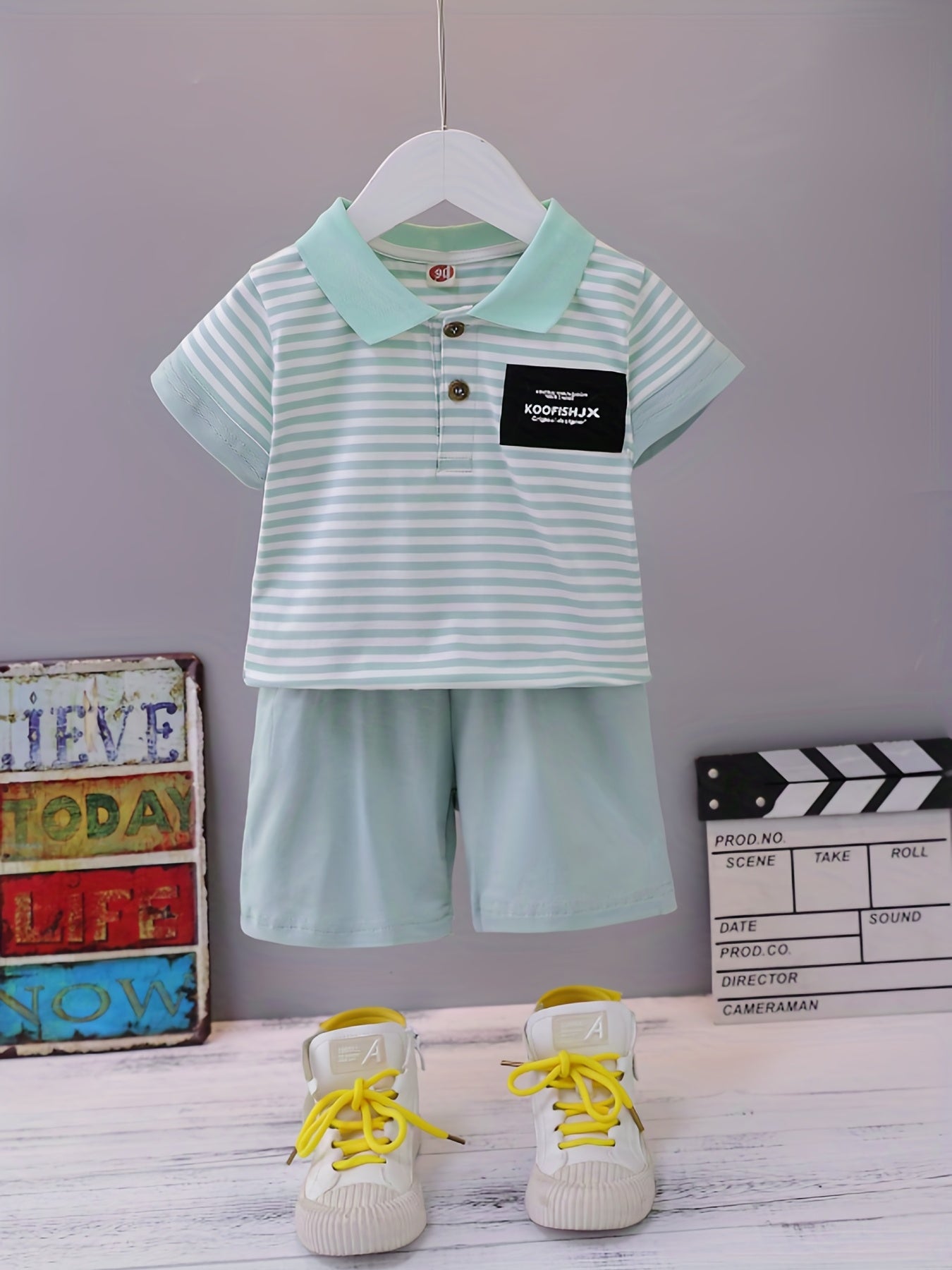 2pc Little Boy Cotton Polo Shirt & Shorts Set
