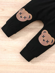 Bear Graphic Baby Boy's 2pcs Sweatshirt & Sweatpants Set for Spring Fall