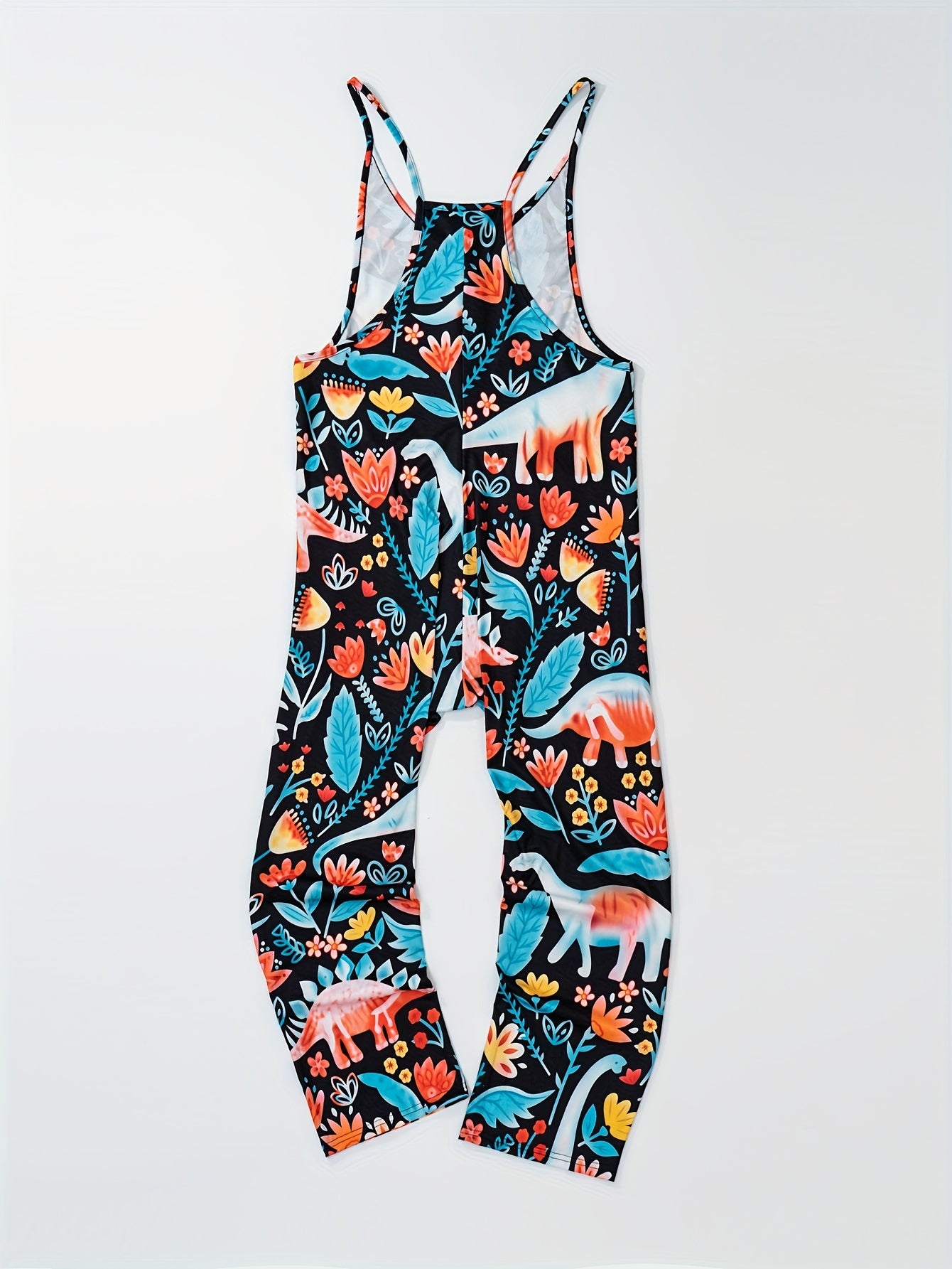 Abstract Figure Print Overall Jumpsuit For Spring & Summer