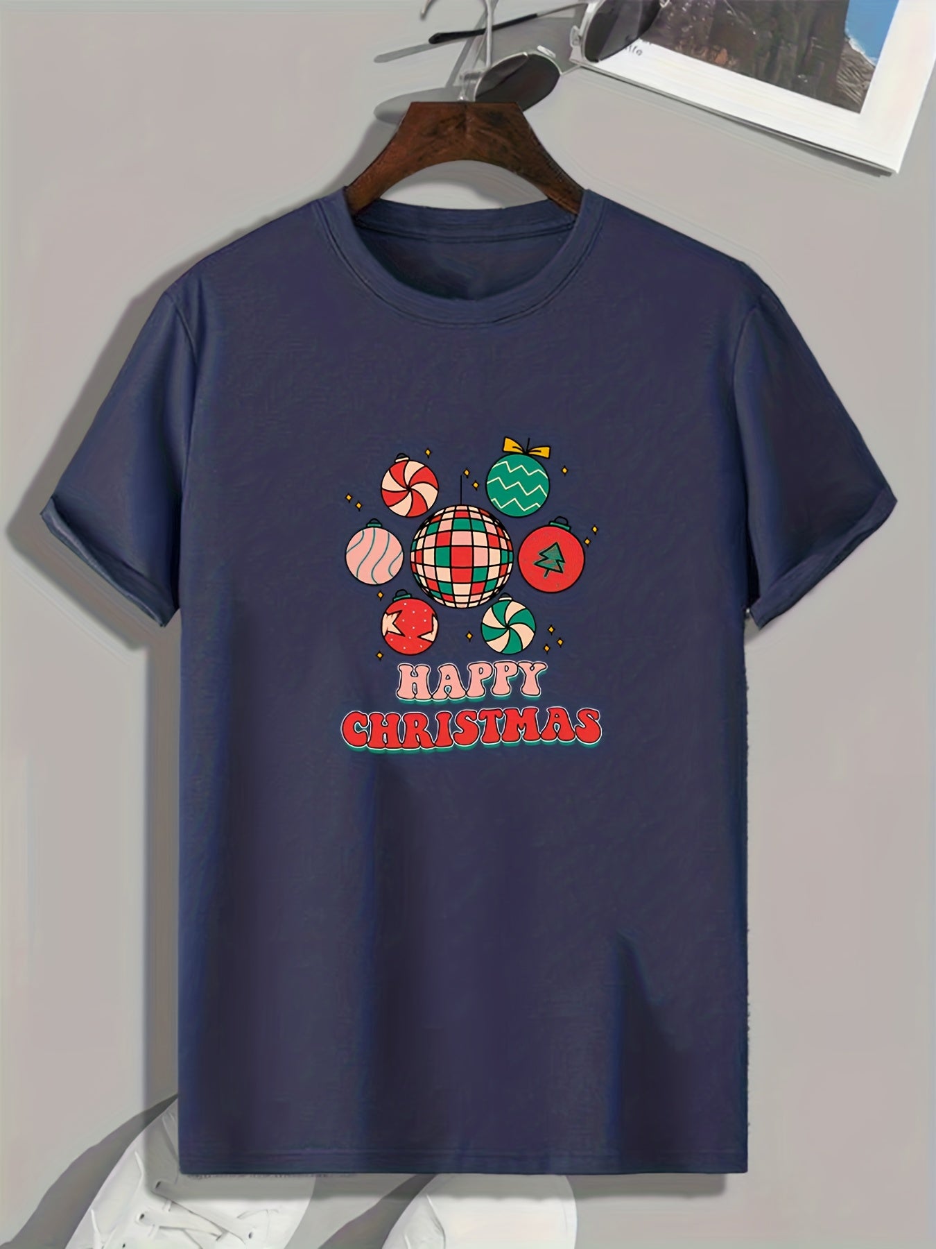 Christmas Pattern Print Men's Sports T-shirt Graphic Tee For Fitness