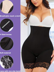 Lace Stitching Shaping Shorts High Waist Tummy Control
