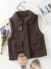 Women's Suede Teddy Vest Jacket