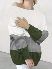 Colorblock Sweater Long Sleeve Round Neck Jumper
