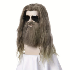 Men's Long Curly Hair Dark Cyan Costume Wig
