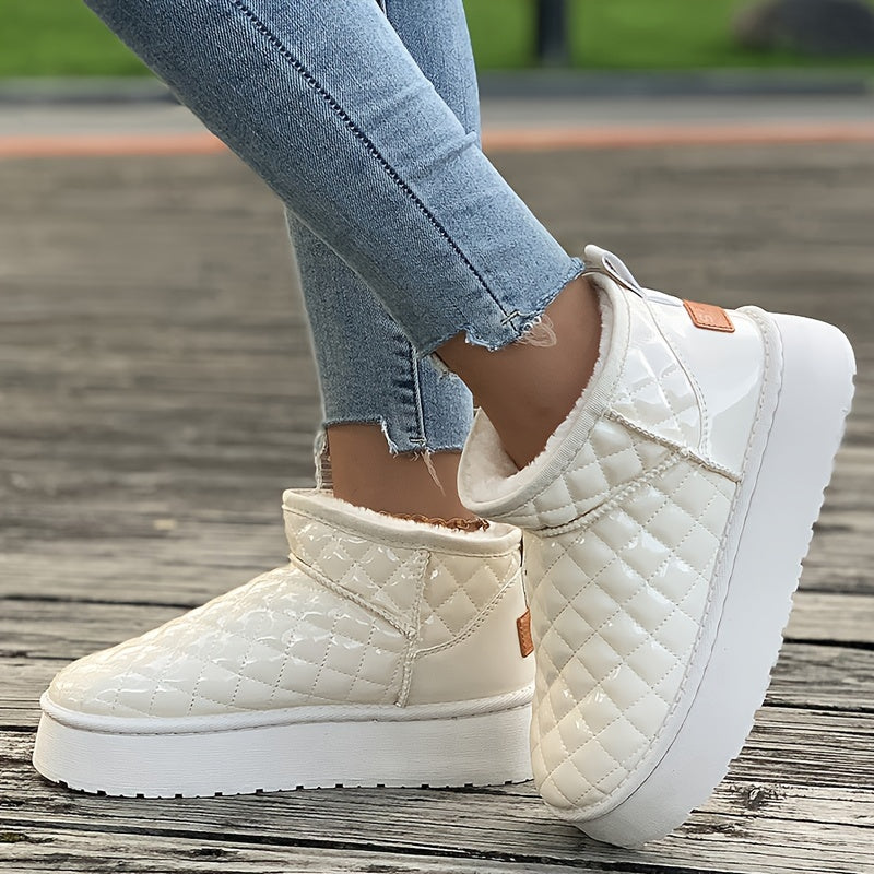 Women's Plush Lined Snow Boots Wear Resistance Non Slip Flat Shoes