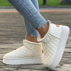 Women's Plush Lined Snow Boots Wear Resistance Non Slip Flat Shoes