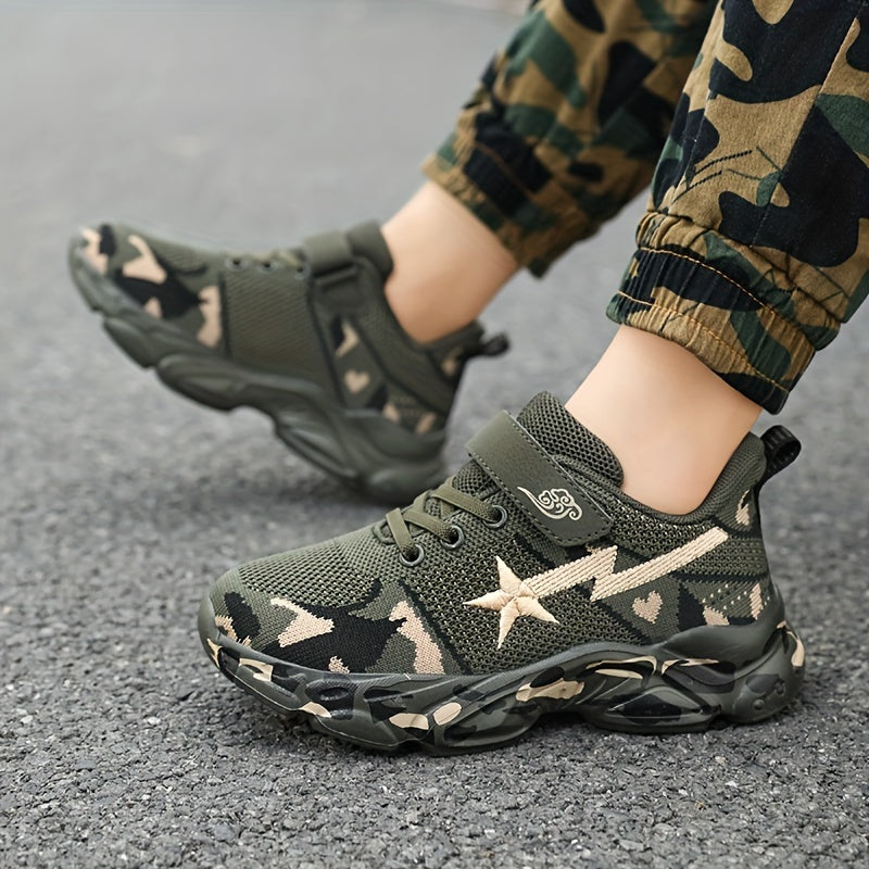 Boy's Camo Military Style Sneakers Comfy Soft Sole Shoes