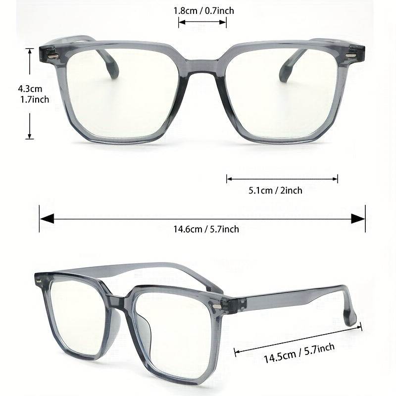 Men's Classic Square Frame Glasses Light Blocking Flat Mirror
