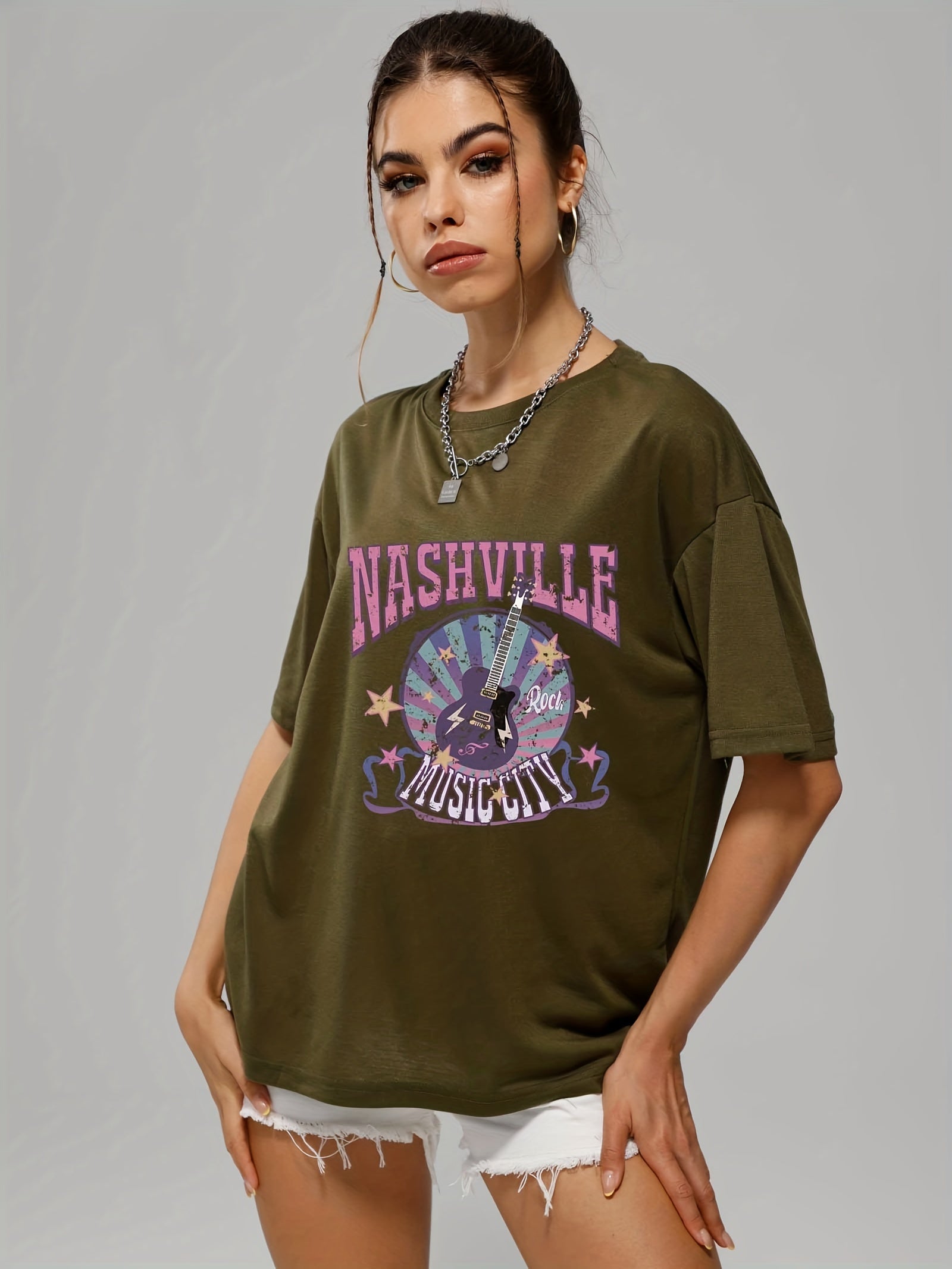 Music City Guitar Tee - Women's Crew Neck T-shirt