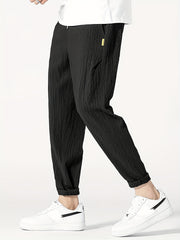 Plicated Joggers Men's Casual Loose Fit Waist Drawstring Pants