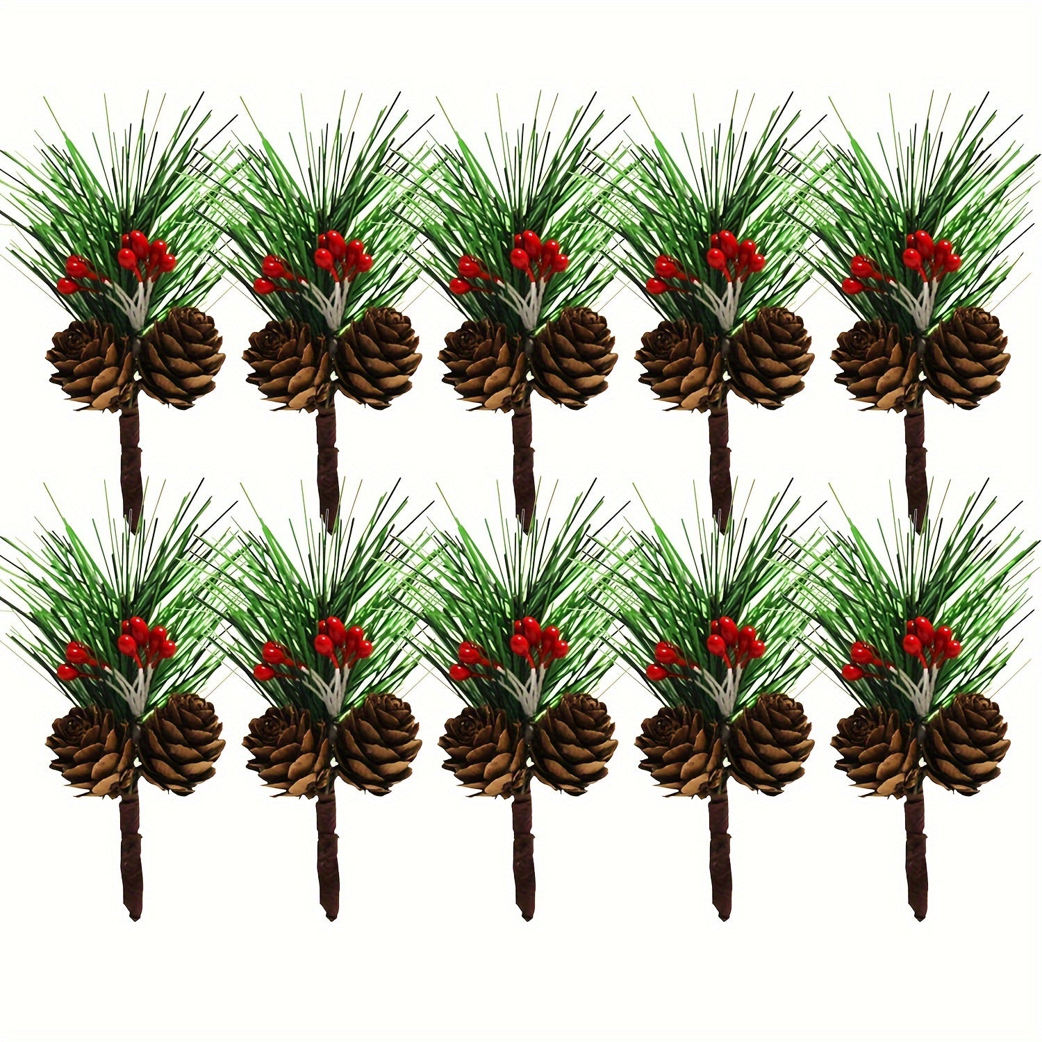 10pcs Artificial Pine for Christmas Floral Arrangements, Wreaths & Decor