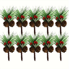 10pcs Artificial Pine for Christmas Floral Arrangements, Wreaths & Decor