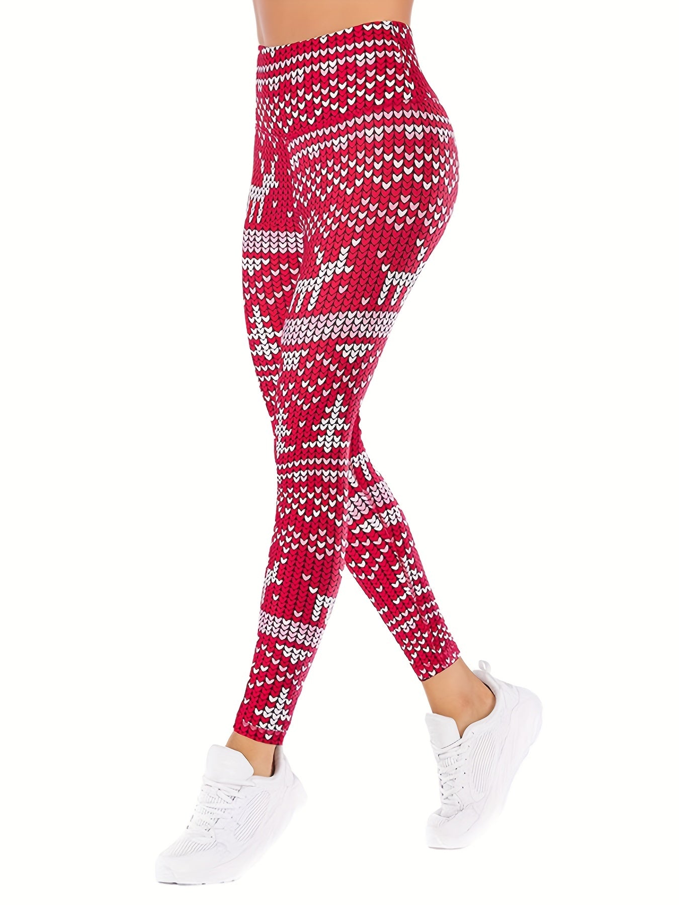 Christmas Snow & Deer Print Yoga Seamless Butt Lifting Leggings High Waist