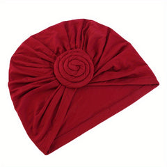 Pleated Turban Cap Solid Braided Twist Bonnet Head Wrap