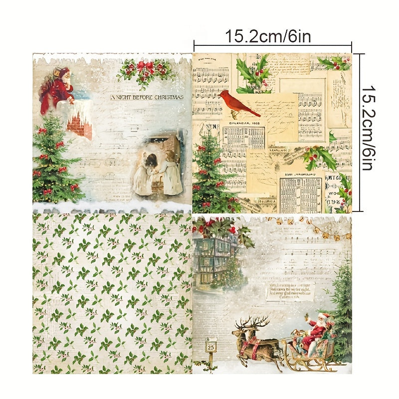 24pcs A6 Christmas Background Paper for DIY Scrapbook Photo Album Gift Box Decor
