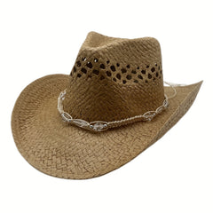 Straw Beach Sun Hat Lightweight Western Cowboy Hat For Men Women