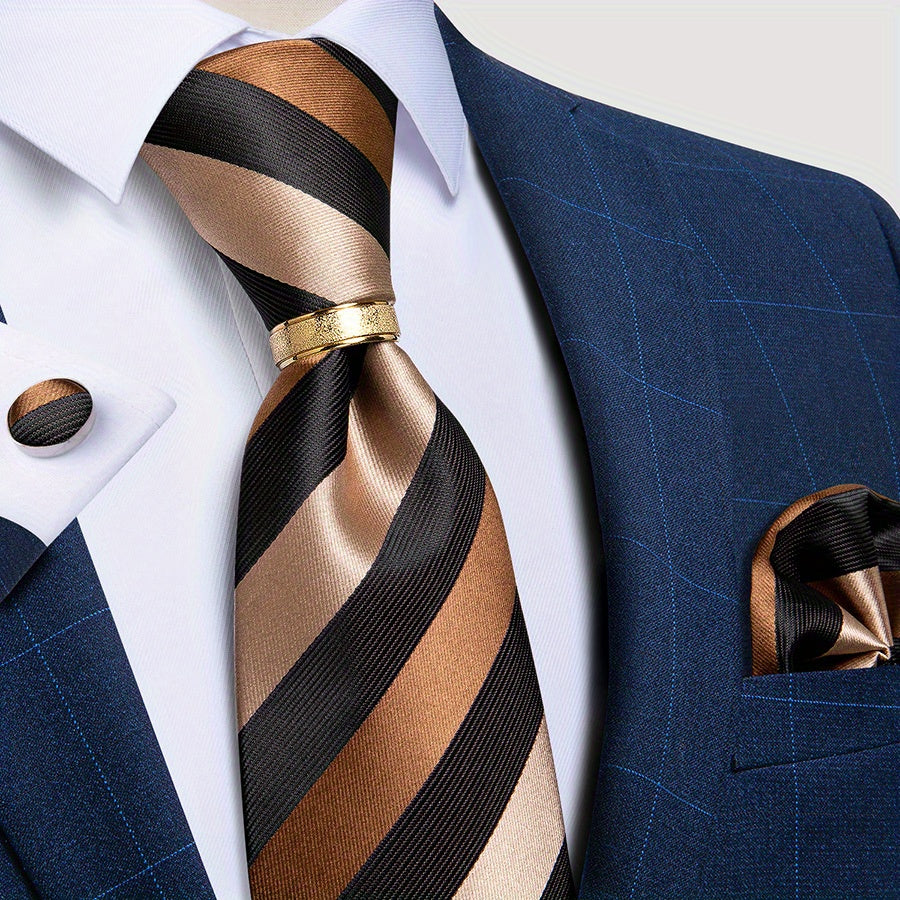 Men's Striped Silk Tie Set Business Wedding Gift