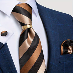 Men's Striped Silk Tie Set Business Wedding Gift