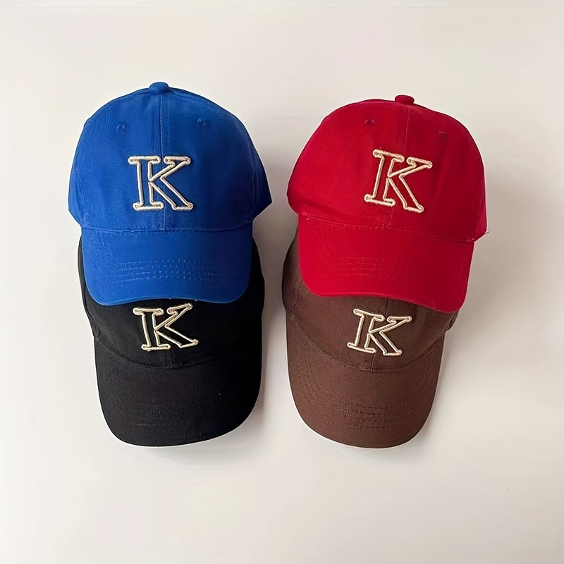 Kids Letter K Baseball Cap Adjustable Sun Hat for Outdoor Activities