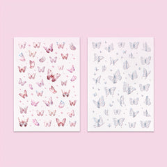 2pcs Cold Hot Die Cut Flash Film Pet Sticker Retro Butterfly Guka Diary Material