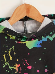 Boy's Splash Ink Print Hoodie Pullover Sweatshirt