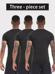 3 Pcs Men's Short Sleeve Quick Drying Compression T-Shirt for Fitness