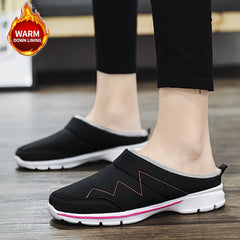 Women's Memory Foam Winter Mules Sneakers Waterproof Slippers