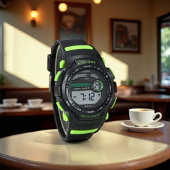 Youth Green Sport Watch for Boys & Teens 8-18 Years - Alarm Stopwatch, 50m Water