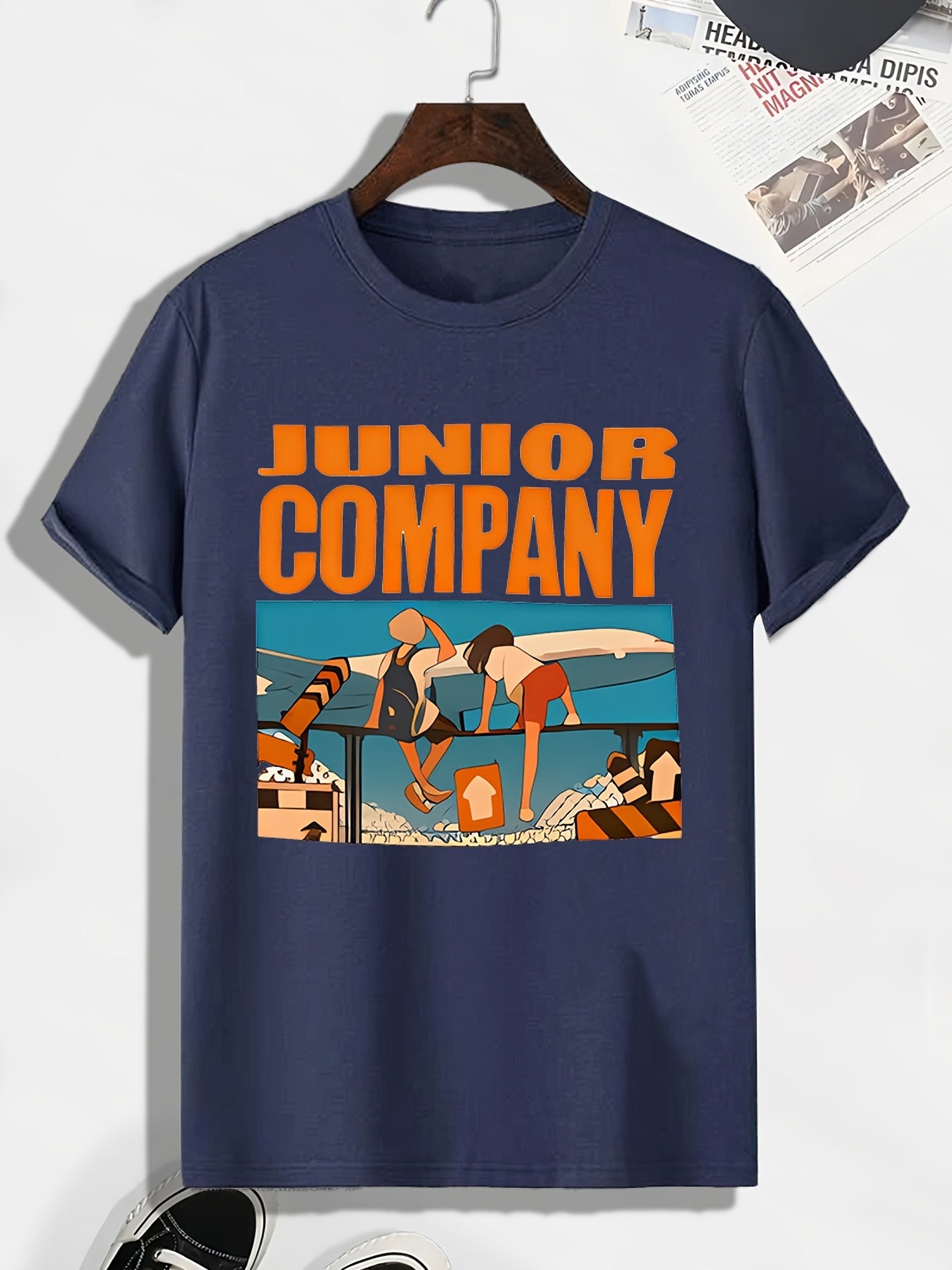 Men's Cartoon Plane Print T shirt - Stretch Breathable Tee for Outdoor