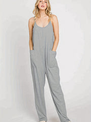 Solid Lounge Jumpsuit With Pockets - Women's Loungewear