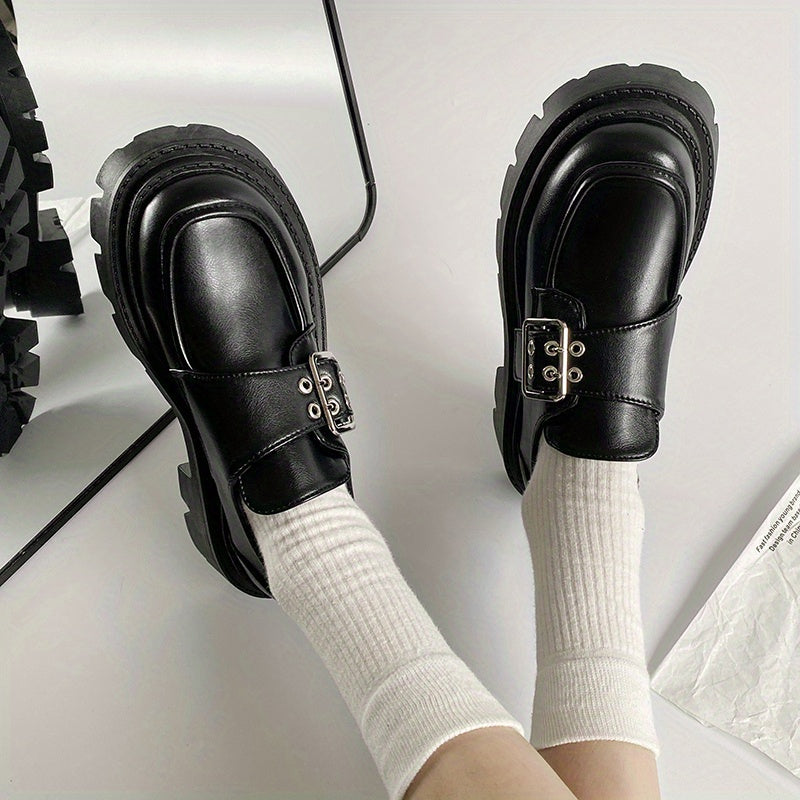 Women's Platform Loafers Retro Round Toe Shoes