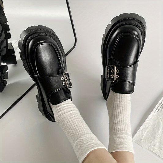 Women's Platform Loafers Retro Round Toe Shoes