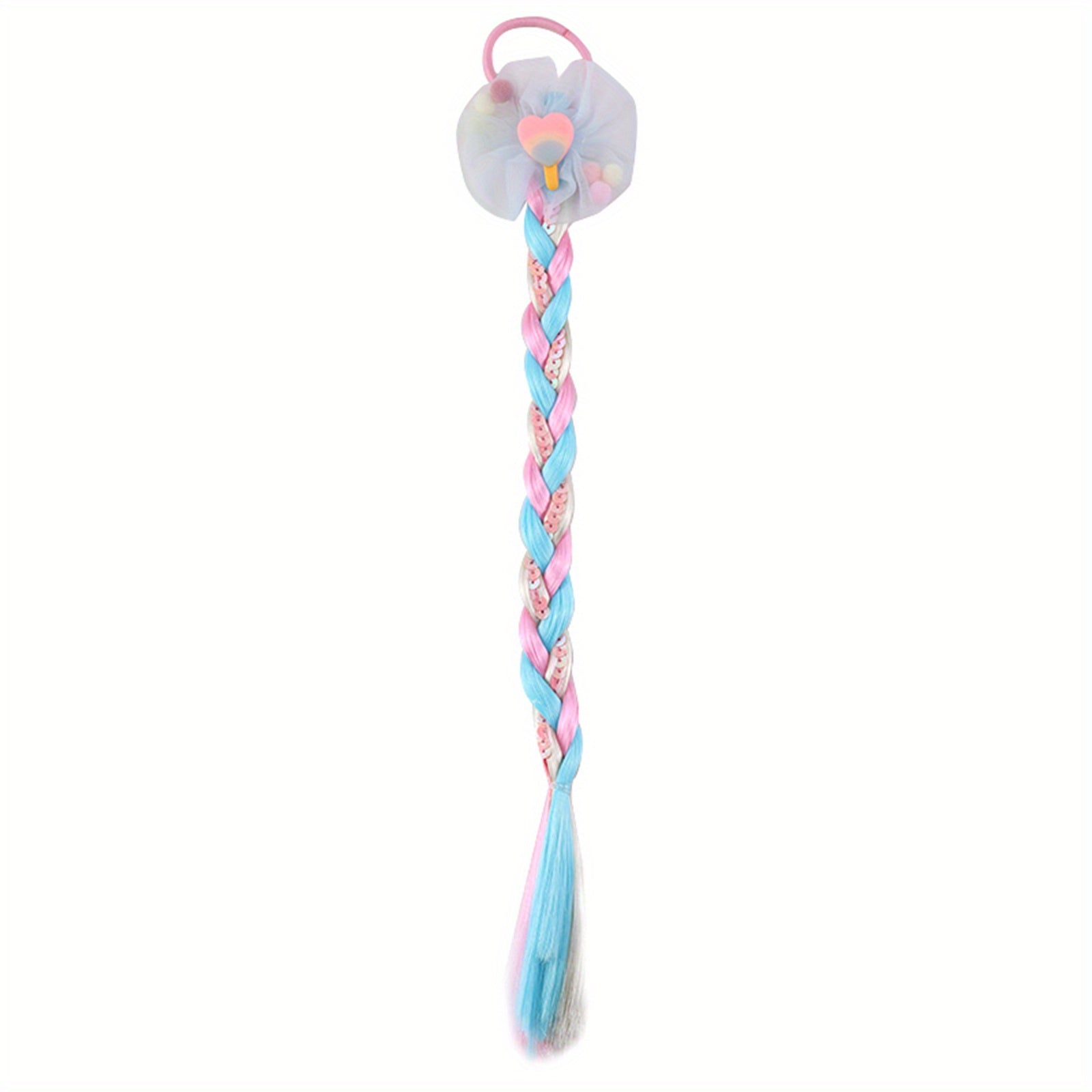 Rainbow Colored Braids Hair Extensions With Rubber Bands Bows