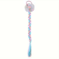 Rainbow Colored Braids Hair Extensions With Rubber Bands Bows