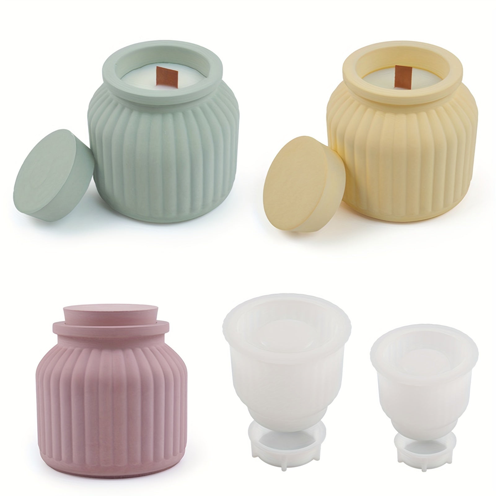 DIY Concrete Candle Jar Silicone Mold Gypsum Candle Holder Cement Vase Mold