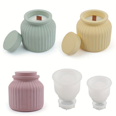 DIY Concrete Candle Jar Silicone Mold Gypsum Candle Holder Cement Vase Mold