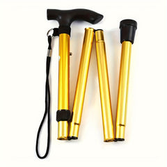 Foldable Lightweight Aluminum Hiking Stick Telescopic Straight Handle