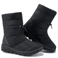 Faux Fur Lined Thermal Snow Boots Plush Furry Round Toe Flat Winter Shoes