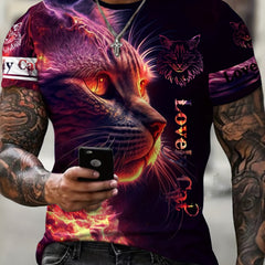 Men's 3D Cat Pattern Graphic T-shirt for Summer