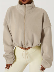 Fleece Warm Zipper Jacket Stand Collar Casual Sports Jacket