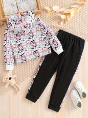 Toddler Girl's Cartoon Animals Hoodie & Sweatpants Set