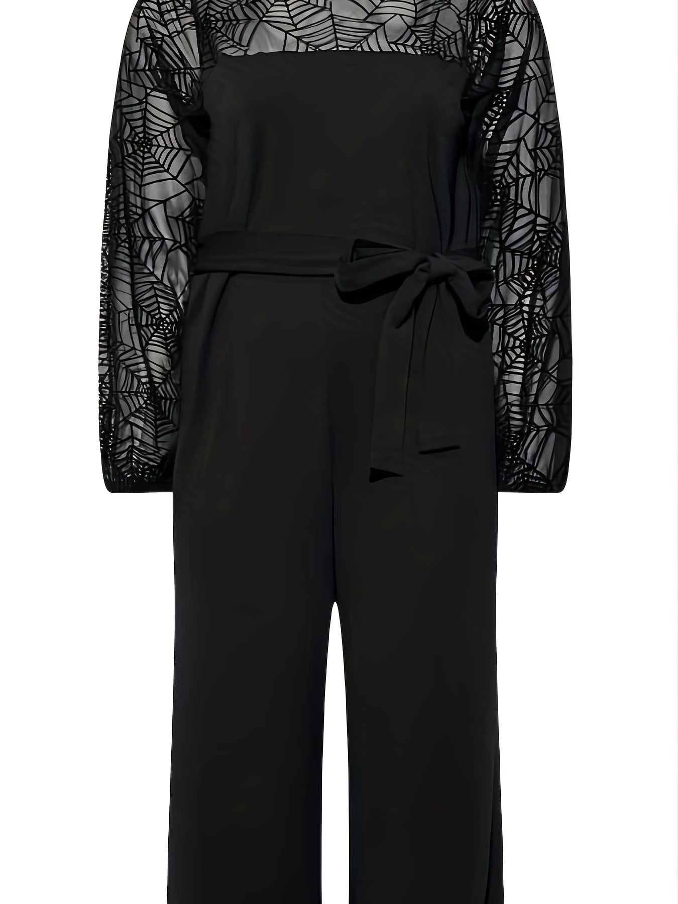 Sports Jumpsuit Mesh Long Sleeve Wide Leg Jumpsuit